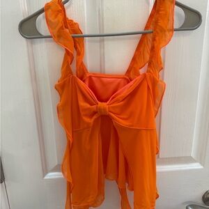 SHEIN Vibrant Orange Ruffle 2 Piece skirt set